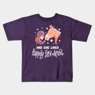 ...and she lived happily ever after - Cute Horse Girl Kids T-Shirt